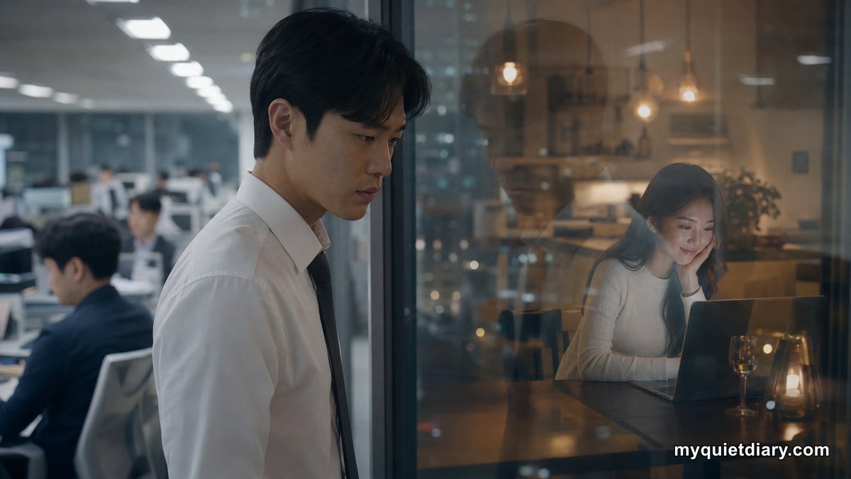 What Boyfriend on Demand Says About Korean Work Culture A fictional Korean office worker caught between a crowded workplace and a virtual date